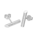 Sterling Silver Textured Bar Stud Earrings