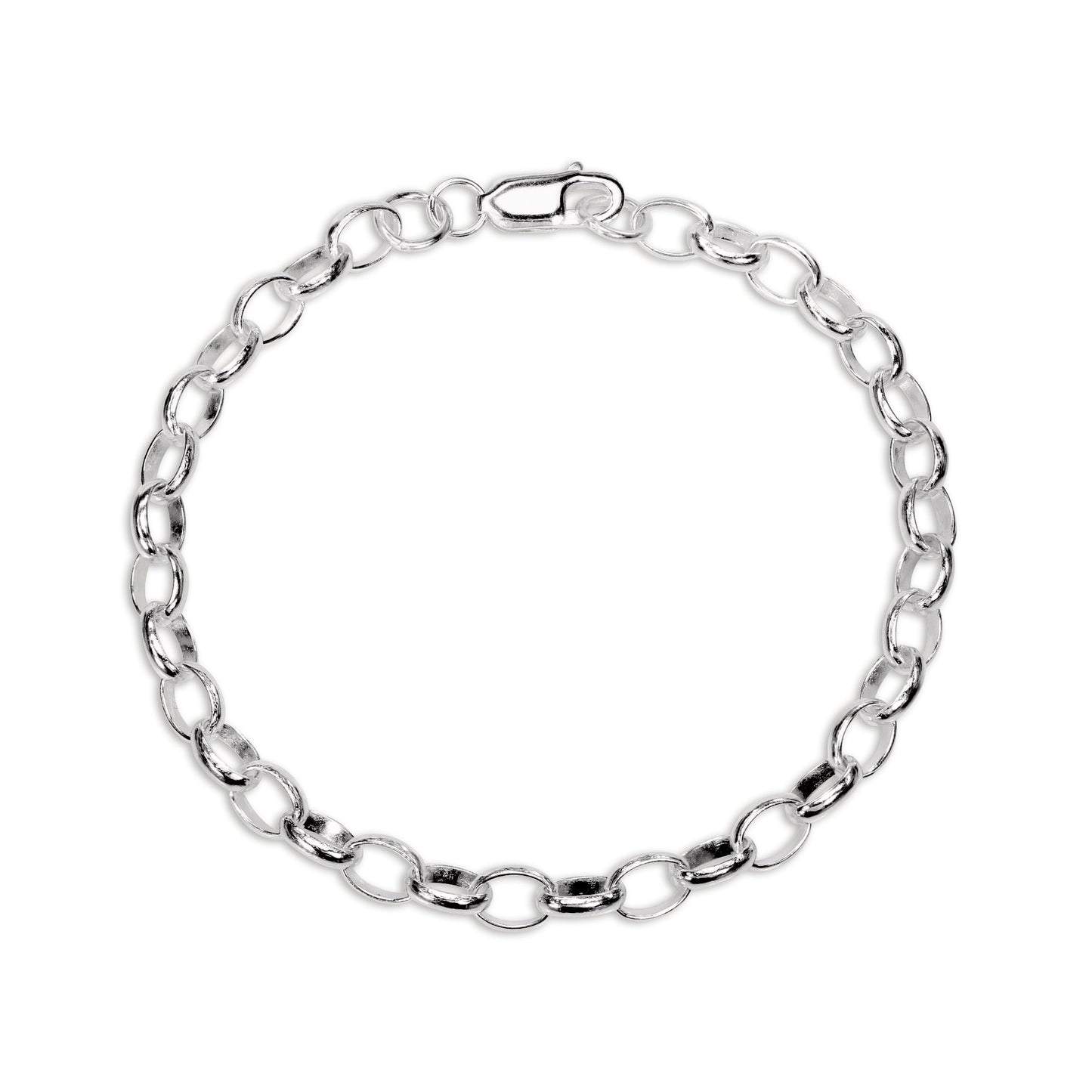 Sterling Silver 8 Inch Belcher Chain Charm Bracelet