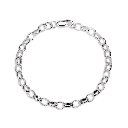 Sterling Silver 8 Inch Belcher Chain Charm Bracelet