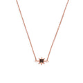 Rose Gold Plated Sterling Silver & Black CZ Crystal 18 Inch Star Necklace