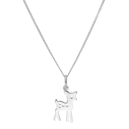 Sterling Silver Deer Pendant Necklace 16 - 22 Inches