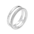 Sterling Silver & CZ Crystal Double Band Ring