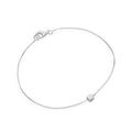 Sterling Silver 7 Inch Box Chain Bracelet w Cube Bead