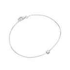 Sterling Silver 7 Inch Box Chain Bracelet w Cube Bead