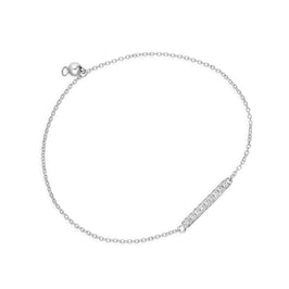 Sterling Silver Adjustable 7 Inch Bracelet w Clear CZ Crystal Bar