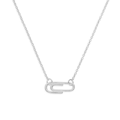 Sterling Silver Paperclip 18 Inch Necklace