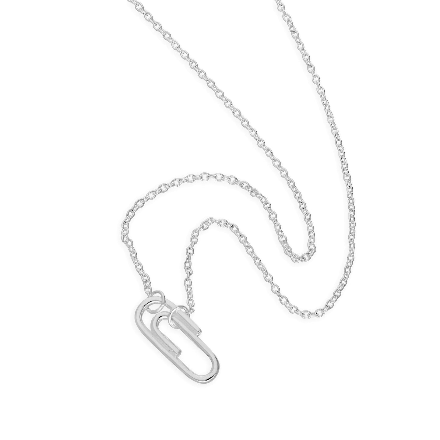 Sterling Silver Paperclip 18 Inch Necklace