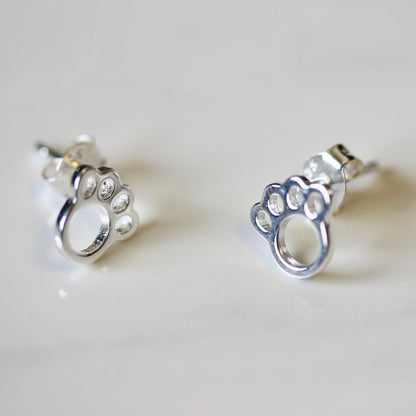 Sterling Silver Animal Pawprint Stud Earrings