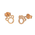 Rose Gold Plated Sterling Silver Animal Pawprint Stud Earrings