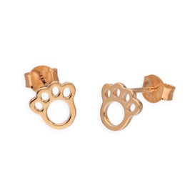 Rose Gold Plated Sterling Silver Animal Pawprint Stud Earrings