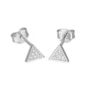 Sterling Silver & Clear CZ Crystal Triangle Stud Earrings
