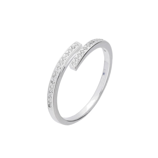 Sterling Silver & Clear CZ Crystal Adjustable Ring