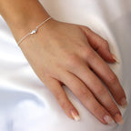 Sterling Silver & Clear CZ Crystal Heart on Wings 7 Inch Bracelet