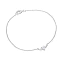 Sterling Silver & Clear CZ Crystal Heart on Wings 7 Inch Bracelet