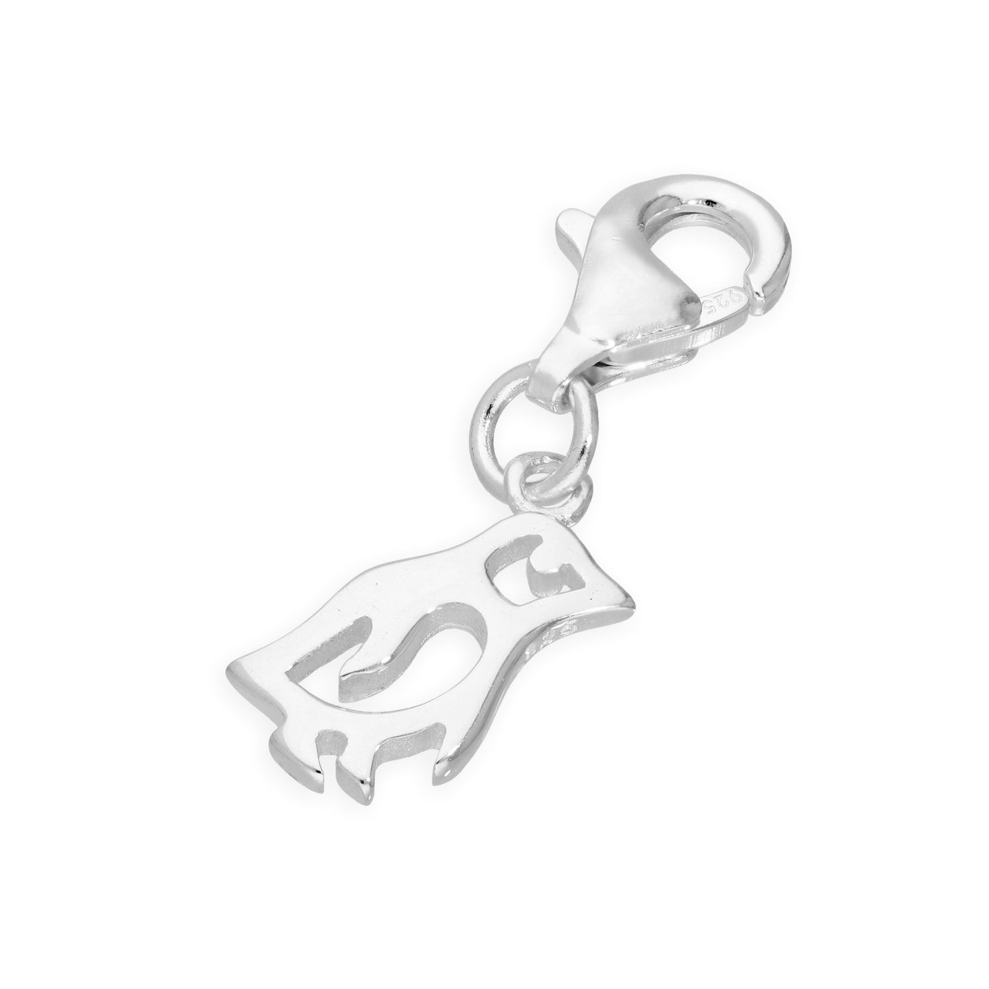 Sterling Silver Penguin Clip on Charm w Cut Out Details