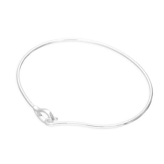 Sterling Silver 69mm Hook & Eye Adult Bangle