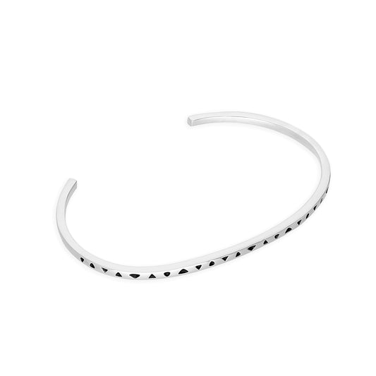 Sterling Silver & Black Triangles 53mm Baby Bangle