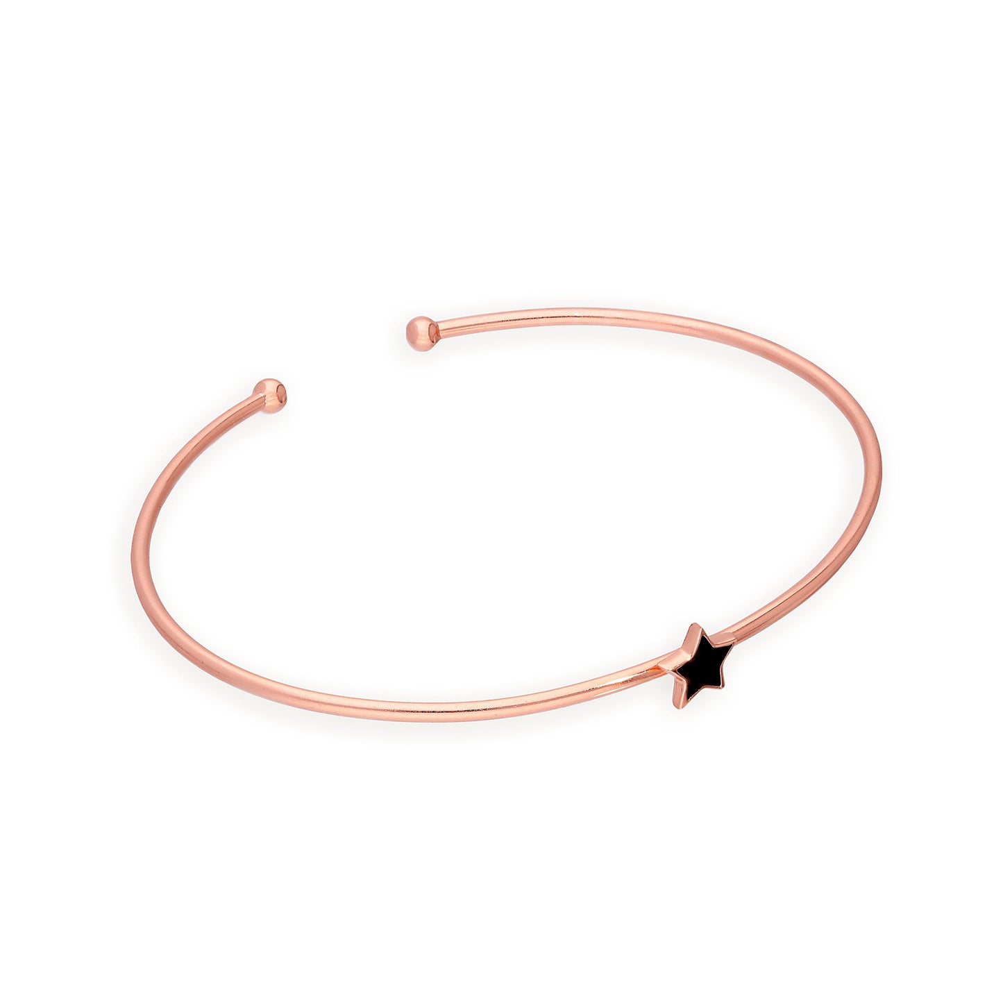 Rose Gold Plated Sterling Silver & Black Star Oval Maiden Teenage Bangle