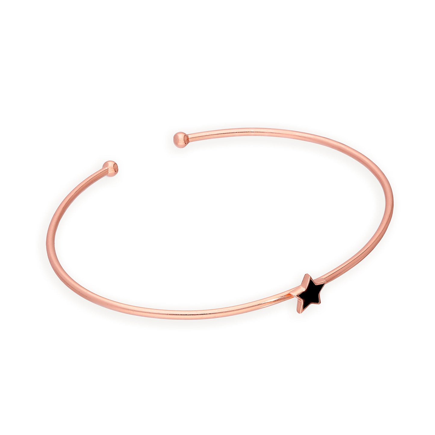 Rose Gold Plated Sterling Silver & Black Star Oval Adult Bangle
