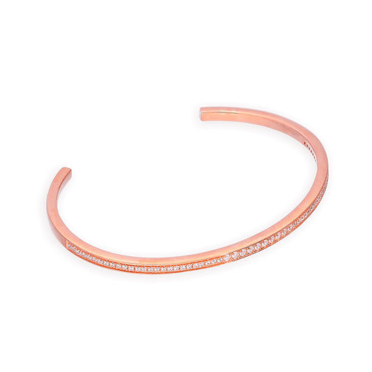 Rose Gold Plated Sterling Silver & Clear CZ Crystal Oval Child Bangle