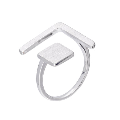 Sterlingsilber Quadrat & Winkel Verstellbar Midi Ring