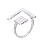 Sterling Silver Square & Chevron Adjustable Midi Ring