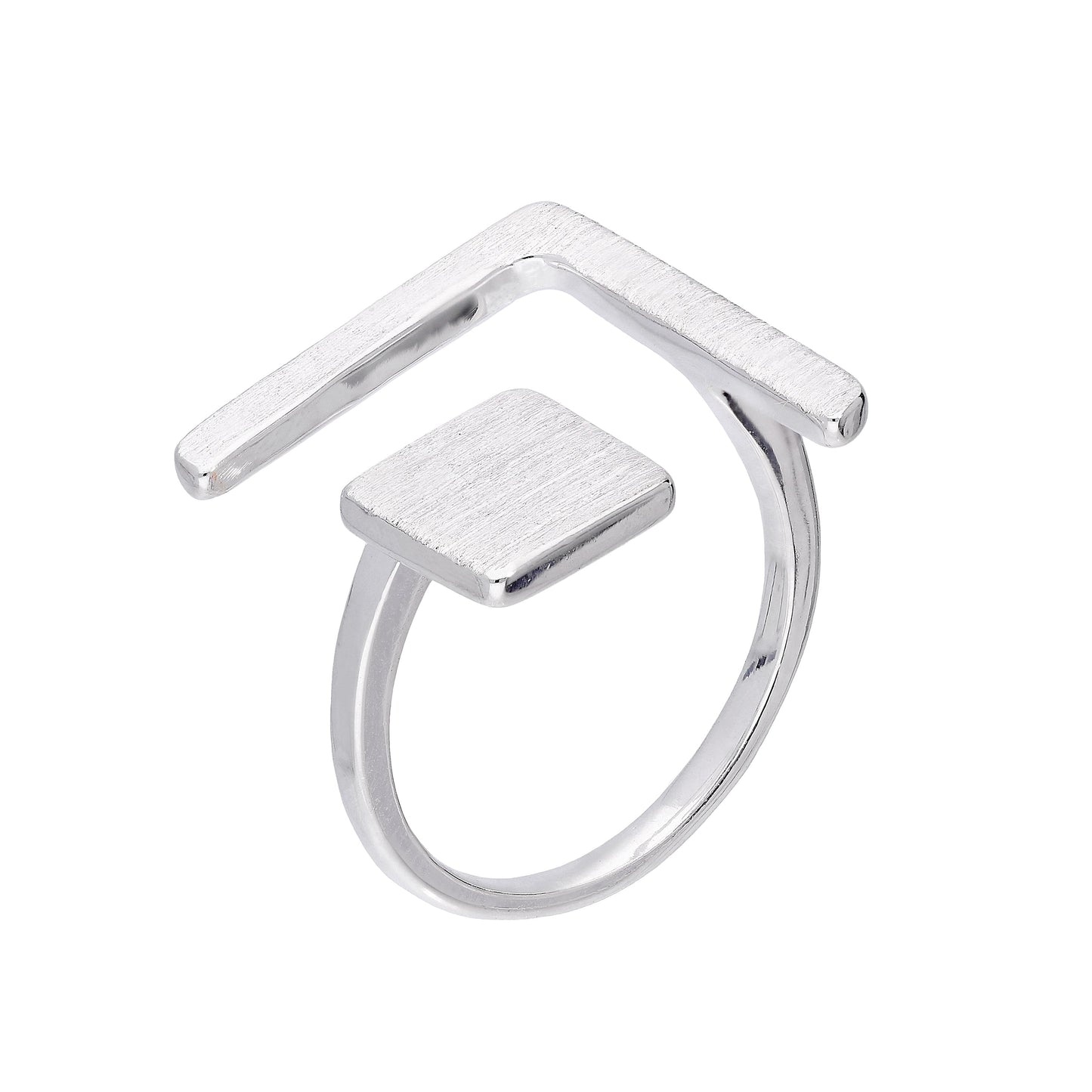 Sterling Silver Square & Chevron Adjustable Midi Ring