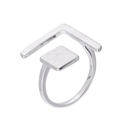 Sterling Silver Square & Chevron Adjustable Midi Ring