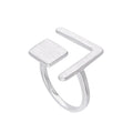 Sterling Silver Square & Chevron Adjustable Midi Ring