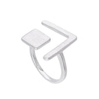 Sterling Silver Square & Chevron Adjustable Midi Ring