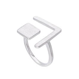 Sterling Silver Square & Chevron Adjustable Midi Ring