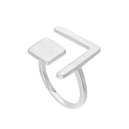 Sterling Silver Square & Chevron Adjustable Midi Ring