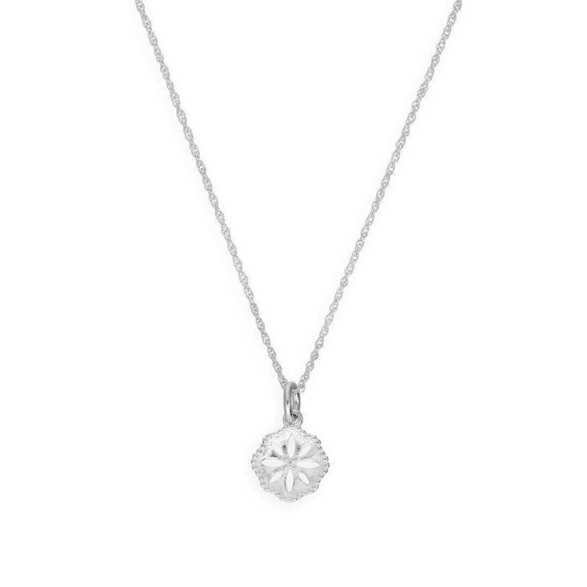 Sterling Silver Cut Out Flower Pendant Necklace 16 - 22 Inches