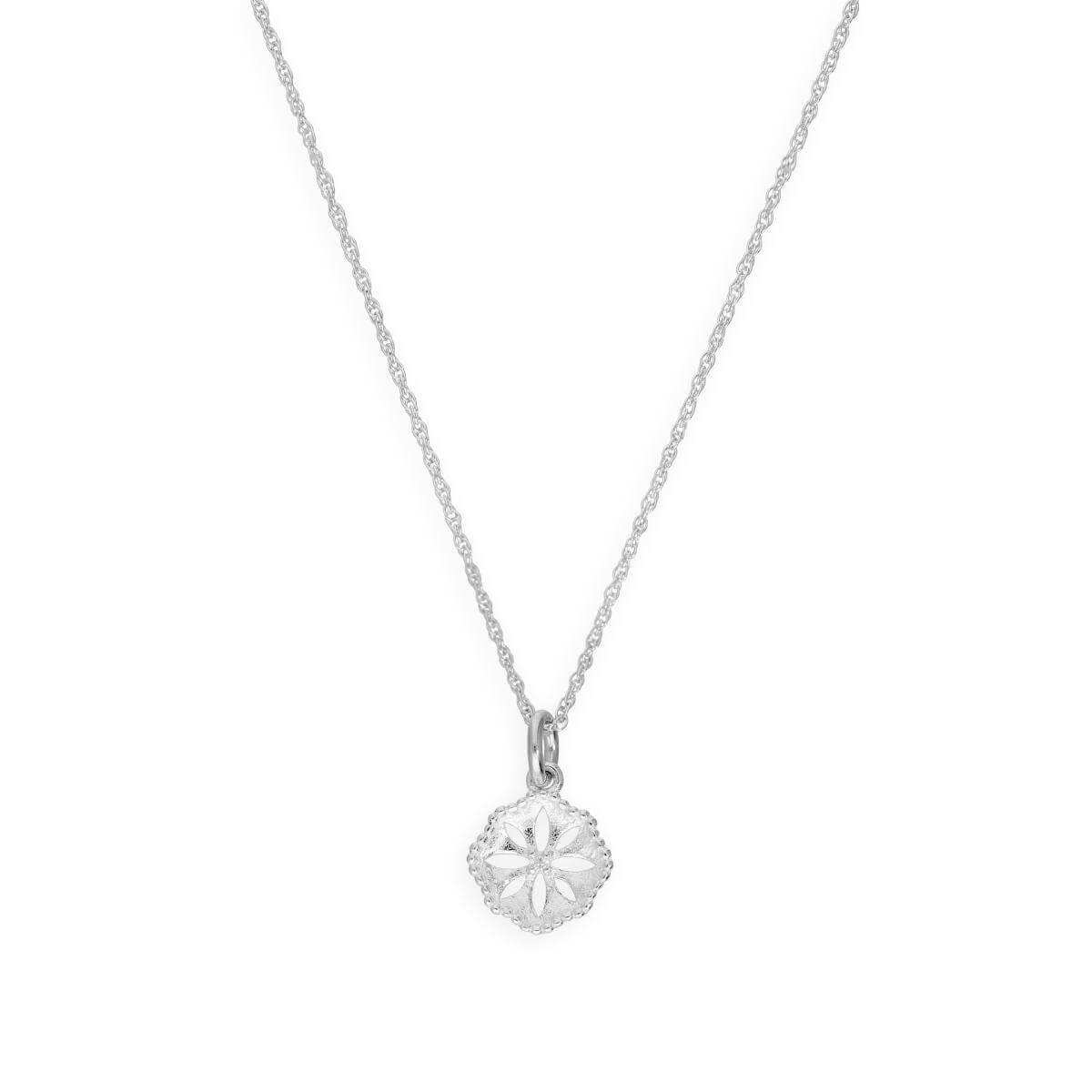 Sterling Silver Cut Out Flower Pendant Necklace 16 - 20 Inches