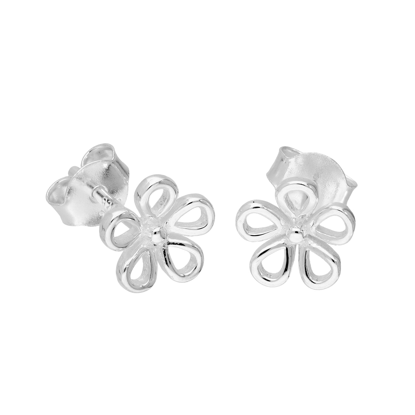 Sterling Silver Cut Out Flower Stud Earrings
