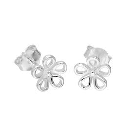 Sterling Silver Cut Out Flower Stud Earrings
