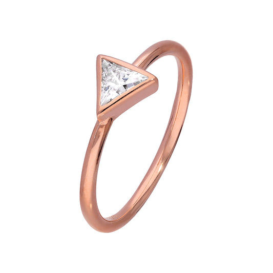 Rose Gold Plated Sterling Silver & CZ Crystal Triangle Ring Size J - W