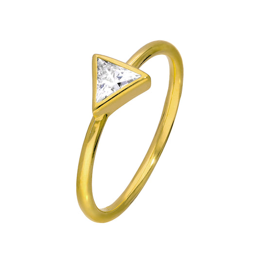 Gold Plated Sterling Silver & CZ Crystal Triangle Ring Size J - W