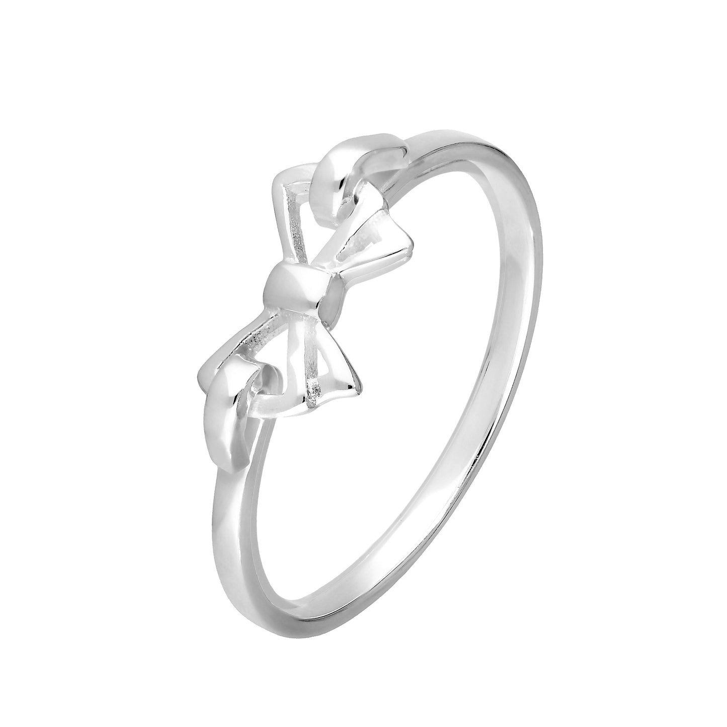 Sterling Silver Ribbon Bow Ring Size J - W