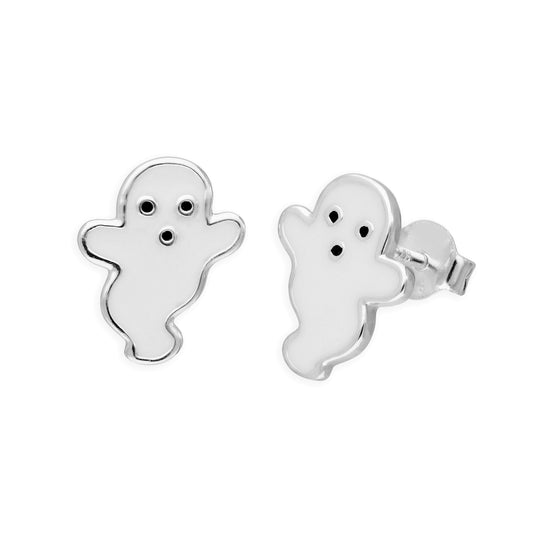 Sterling Silver White Ghost Stud Earrings
