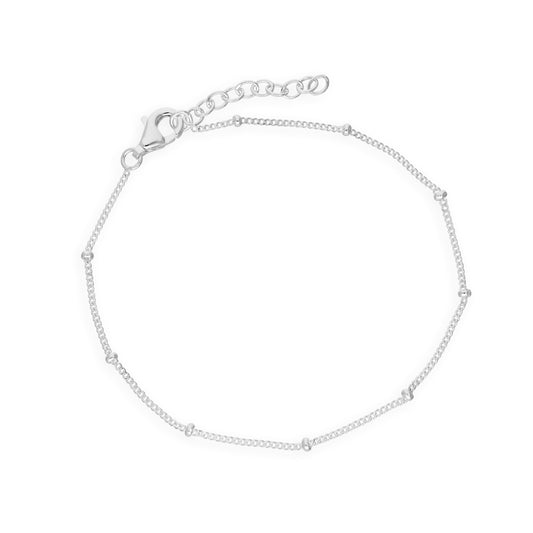 Sterling Silver 7.5 Inch Bracelet w Fixed Beads