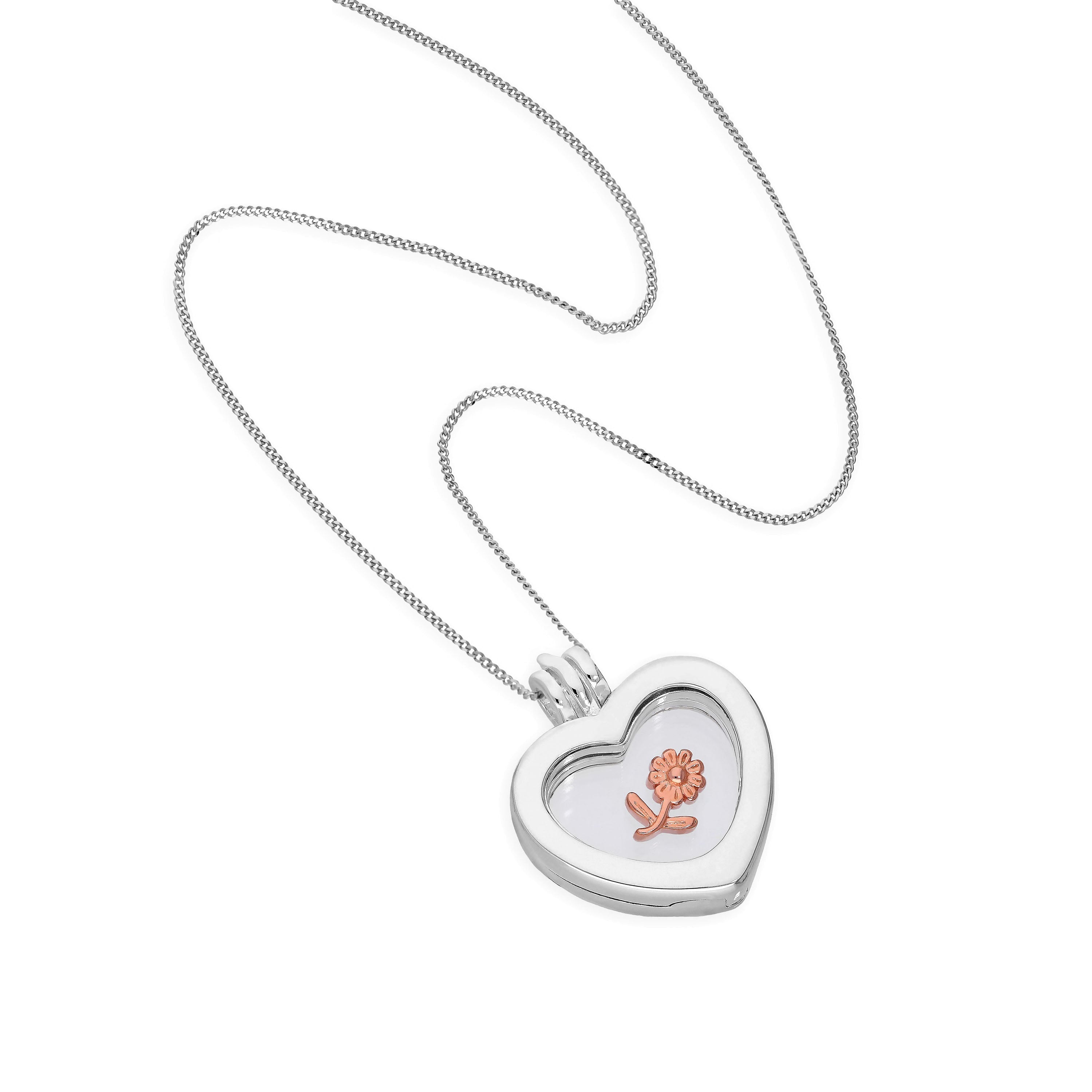 Small Sterling Silver Heart Floating Charm Locket on Chain 14 - 32 Inches