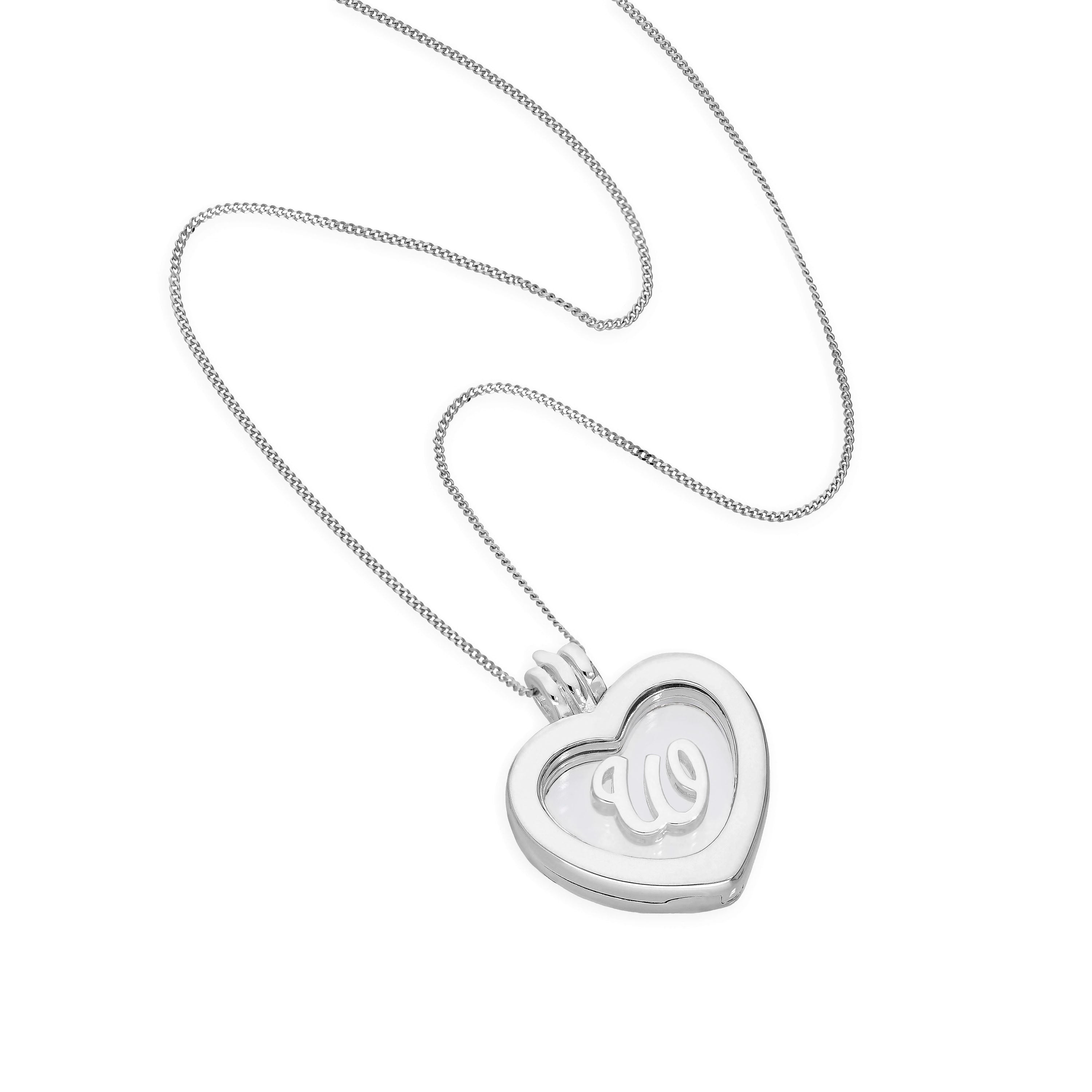 Small Sterling Silver Heart Floating Charm Locket on Chain 14 - 32 Inches