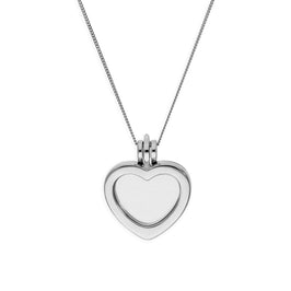 Small Sterling Silver Heart Floating Charm Locket on Chain 14 - 32 Inches