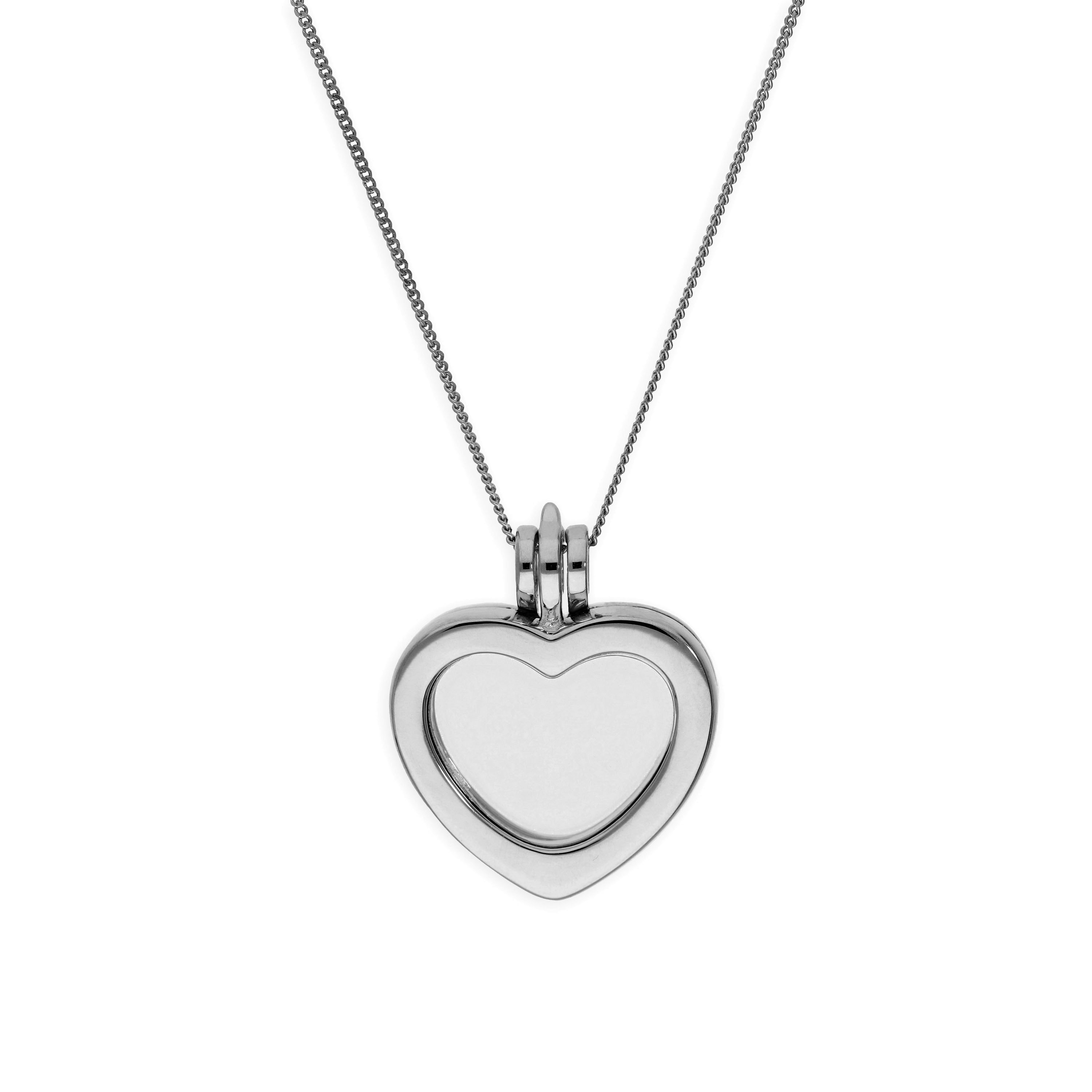 Small Sterling Silver Heart Floating Charm Locket on Chain 14 - 32 Inches