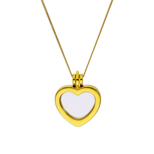 Small Gold Plated Sterling Silver Heart Floating Charm Locket on Chain 16 - 32 Inches