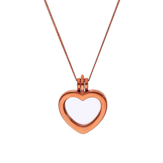 Small Rose Gold Plated Sterling Silver Heart Floating Charm Locket on Chain 16 - 22 Inches