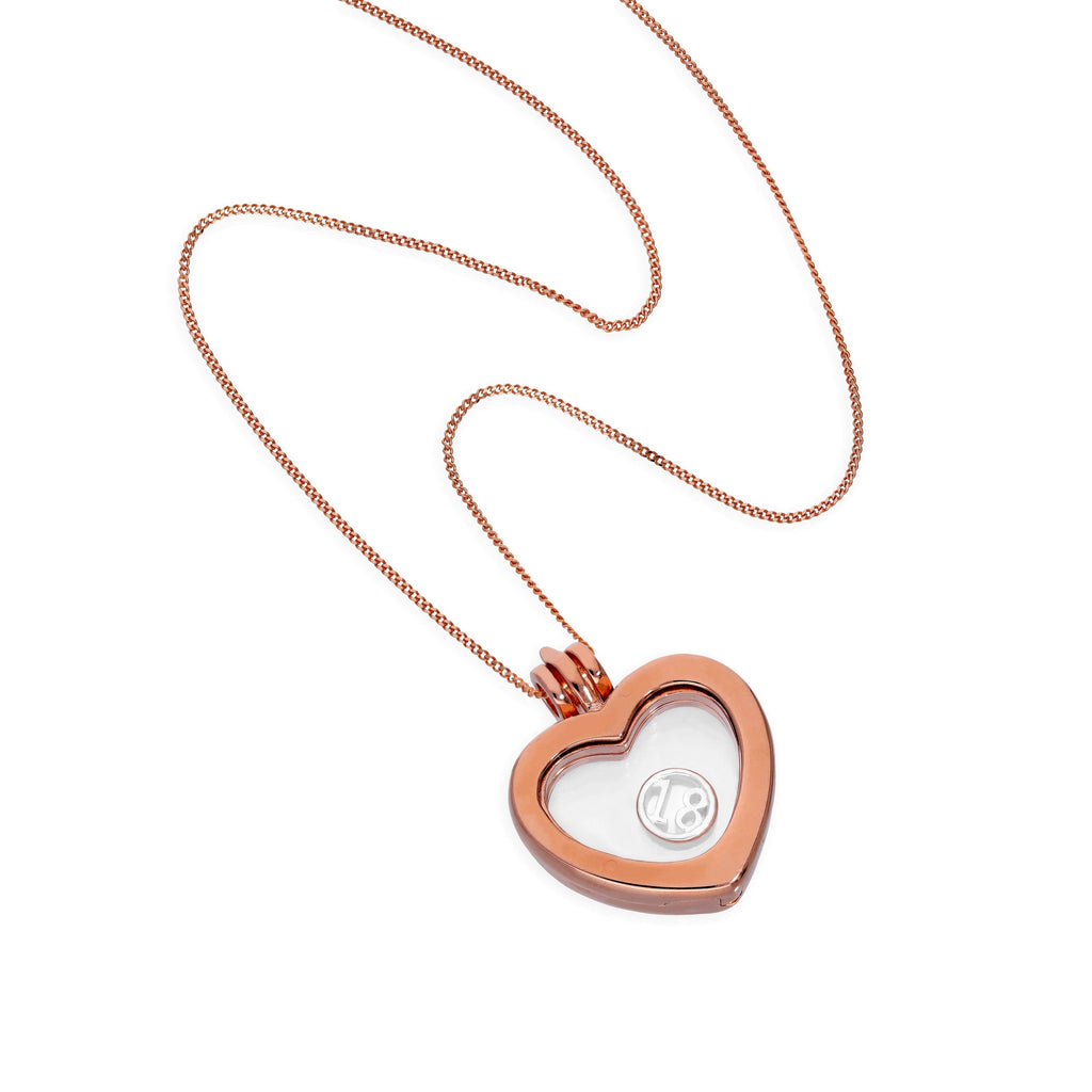 Small Rose Gold Plated Sterling Silver Heart Floating Charm Locket on Chain 16 - 22 Inches