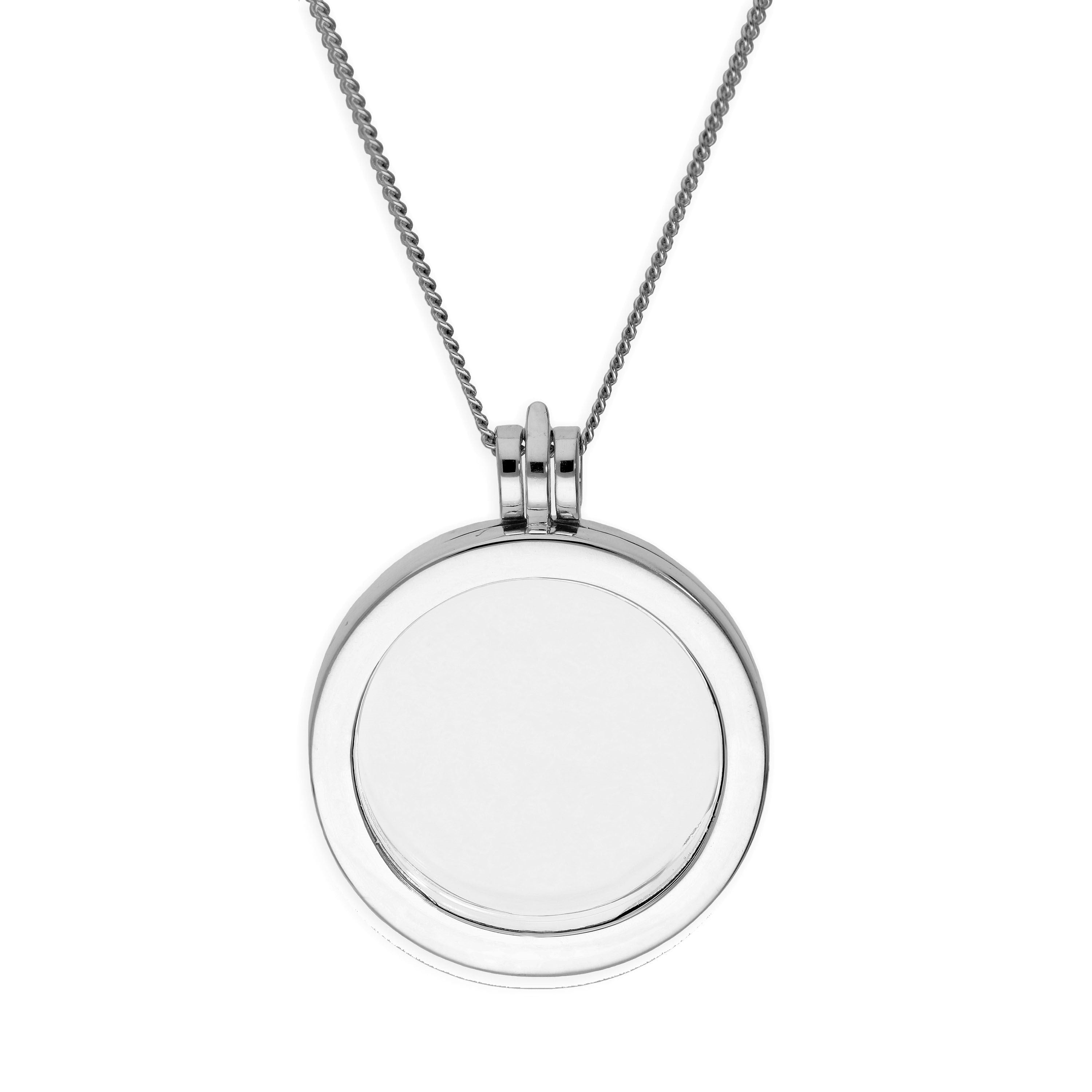 Large Sterling Silver Round Floating Charm Locket on Chain 16 - 24 Inches