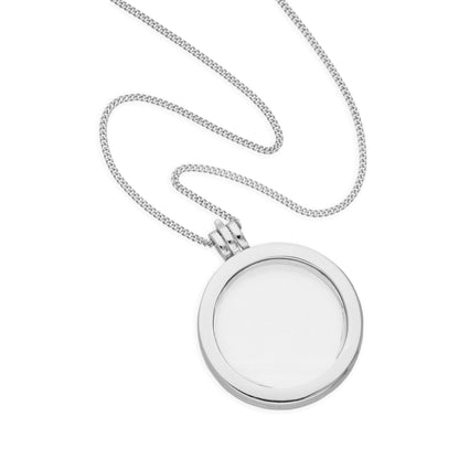 Large Sterling Silver Round Floating Charm Locket on Chain 16 - 24 Inches